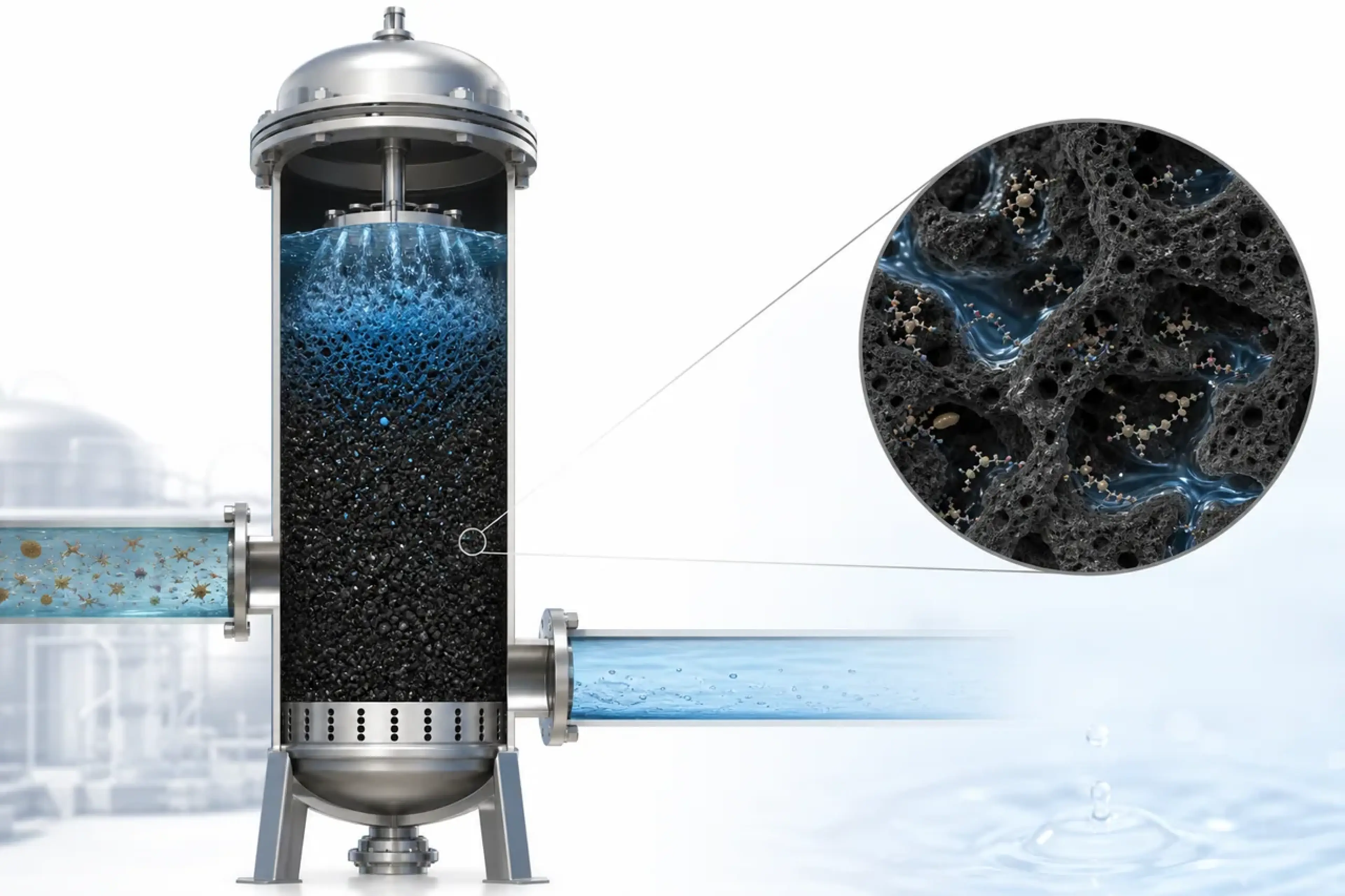 Activated Carbon working principle and structure illustration