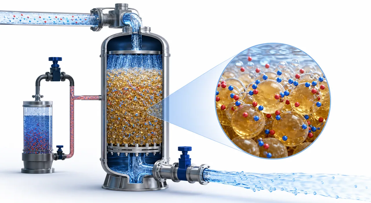 Ion Exchange Resins working principle and structure illustration