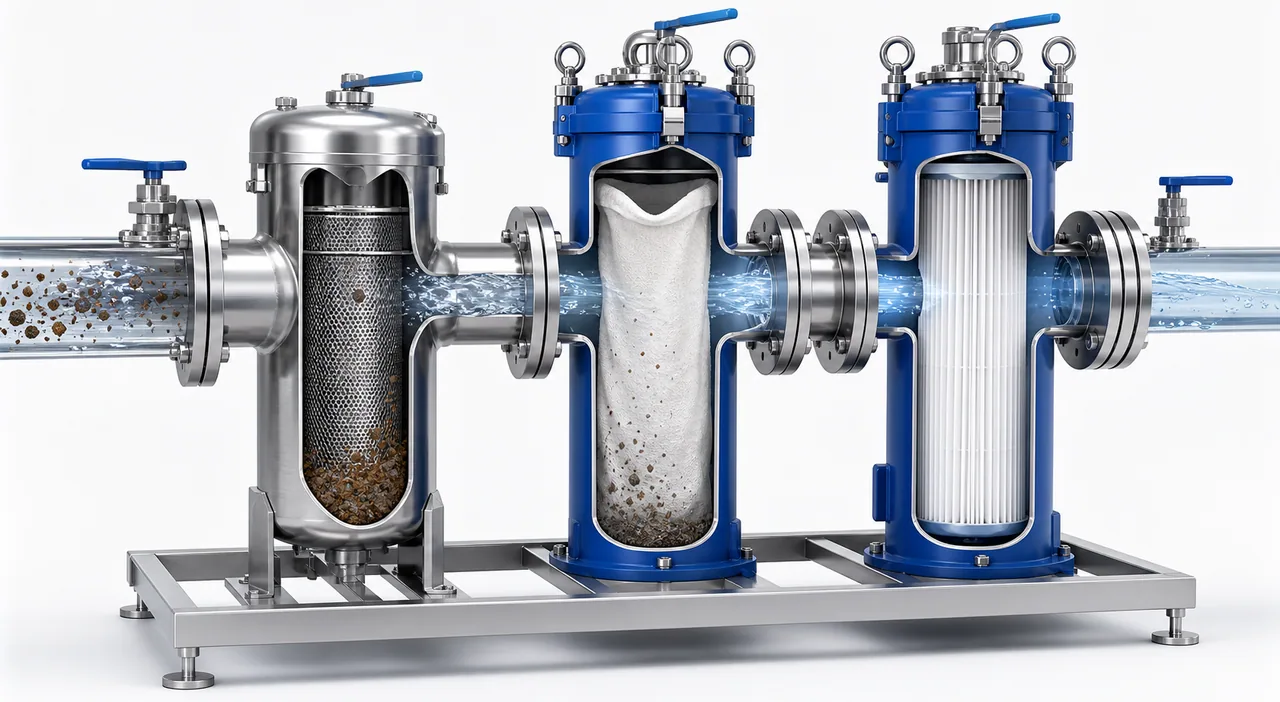 Sediment Filters working principle and structure illustration