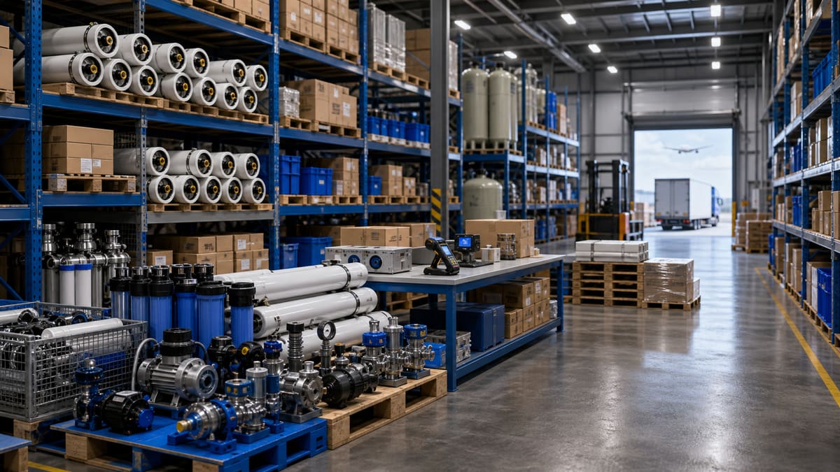 Global Warehouse & Distribution: shortening critical spare lead times on the engineering evaluation network water treatment solution illustration