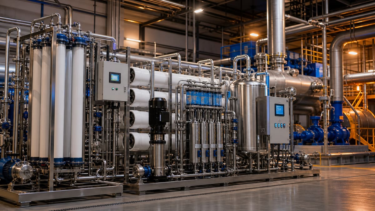 High-pressure boiler feed water: UF + RO + EDI demineralization water treatment solution illustration
