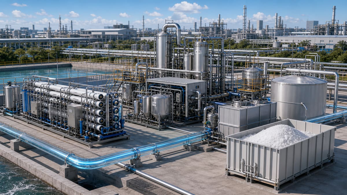 Industrial park ZLD: brine reduction and resource recovery water treatment solution illustration