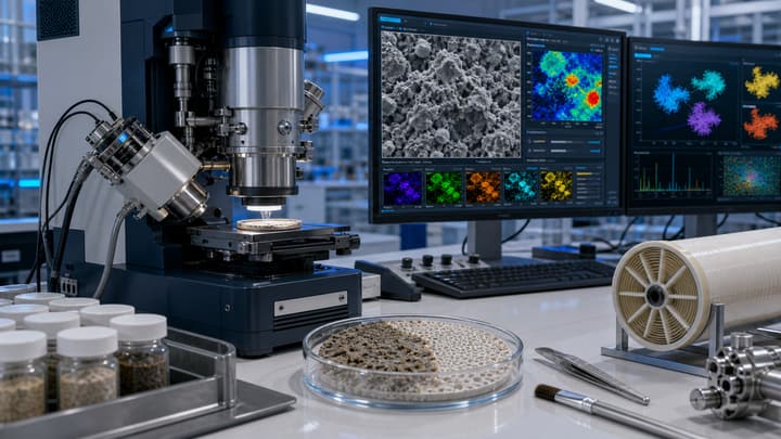AI-Powered Membrane Autopsy: ML-assisted SEM/EDS patterning to fingerprint foulant taxonomy water treatment solution illustration