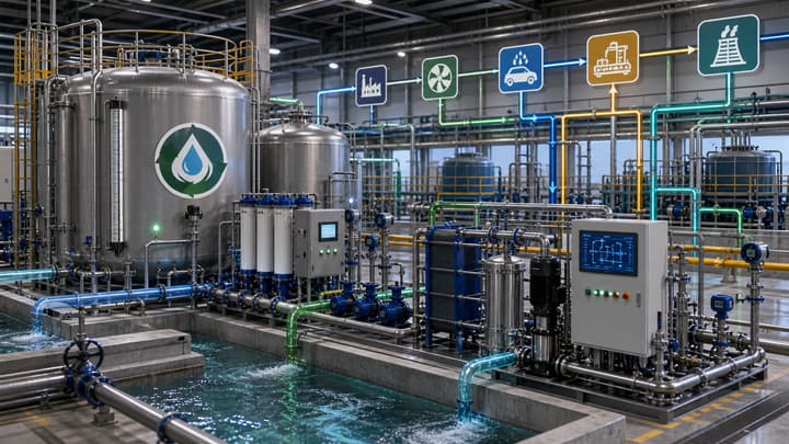 Internal Water Loop Optimization: less raw-water withdrawal, higher reuse ratio water treatment solution illustration