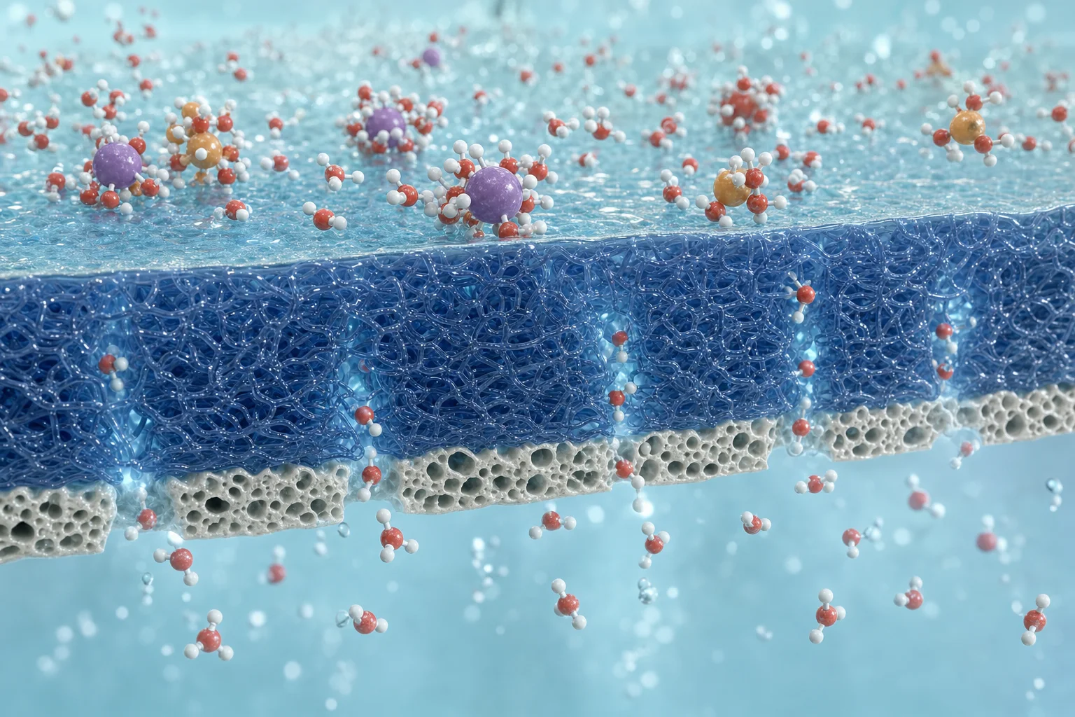 Zoom into the membrane: why can water pass while most salt remains?